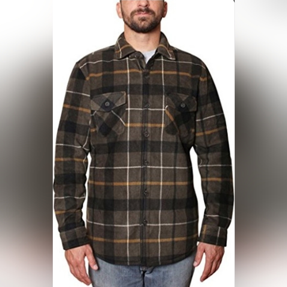 Freedom Foundry Men's Checkered Shirt Jacket - Green -Black and Brown
